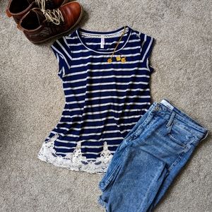 Stripped Navy Blue Blouse